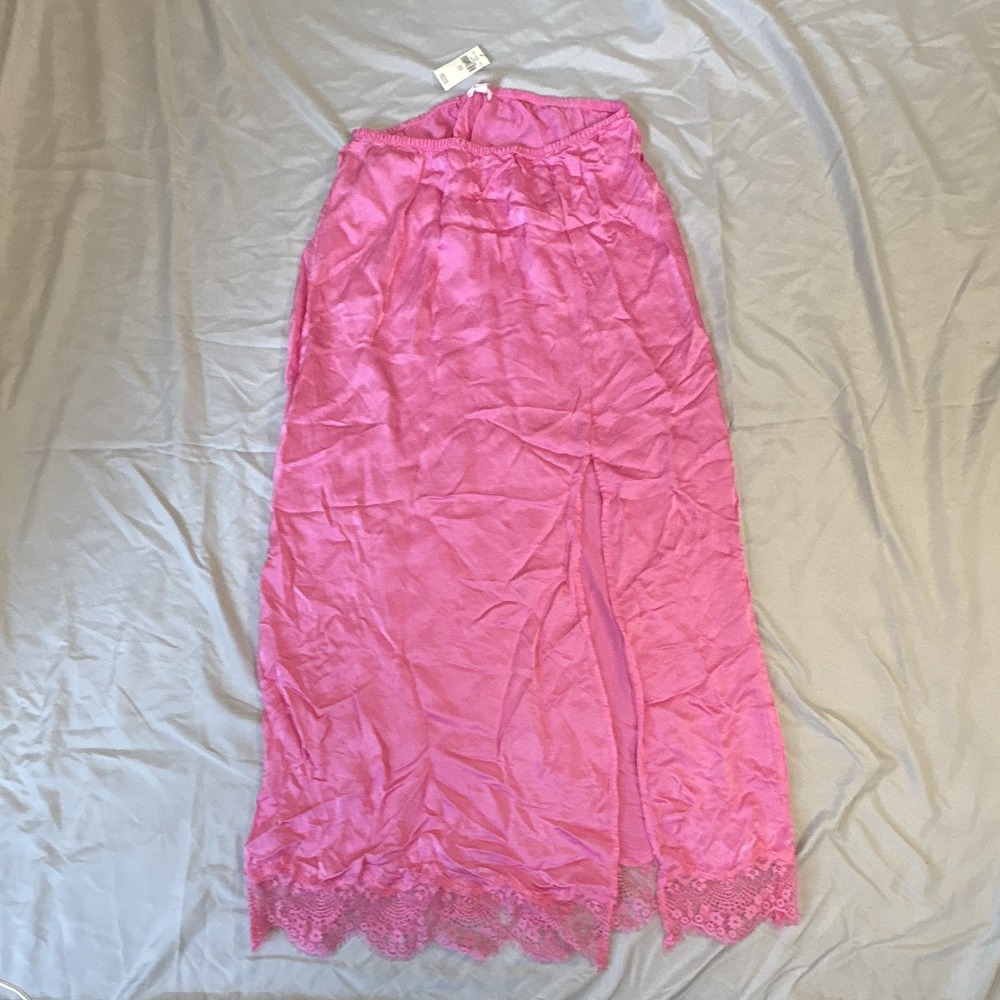 Aerie NWT Pink Lace Maxi Skirt High Slit Y2K Boho Festival Size S
